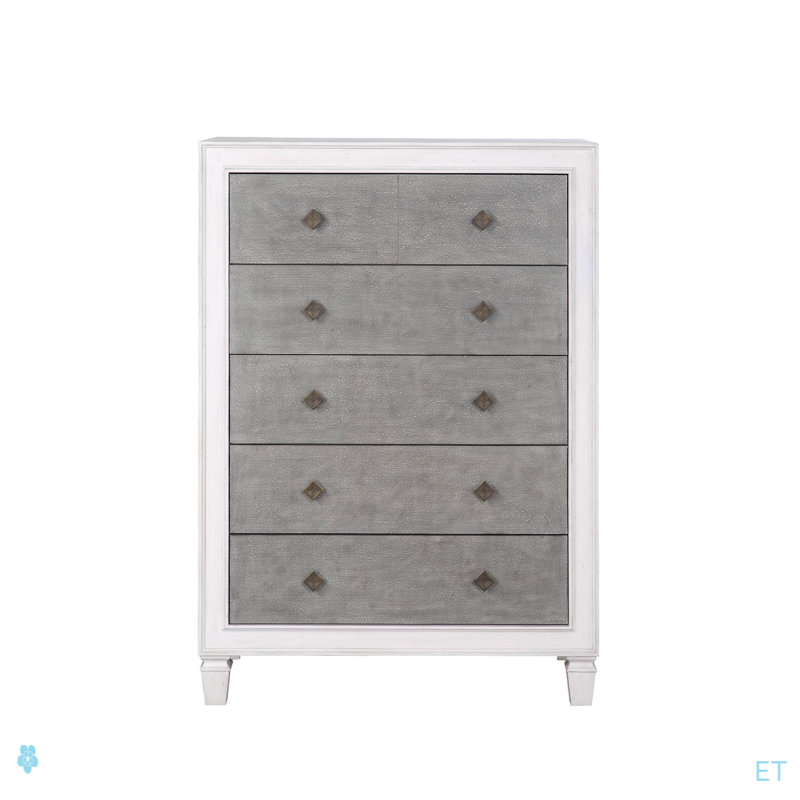Commode Katia gris rustique et blanc vieilli