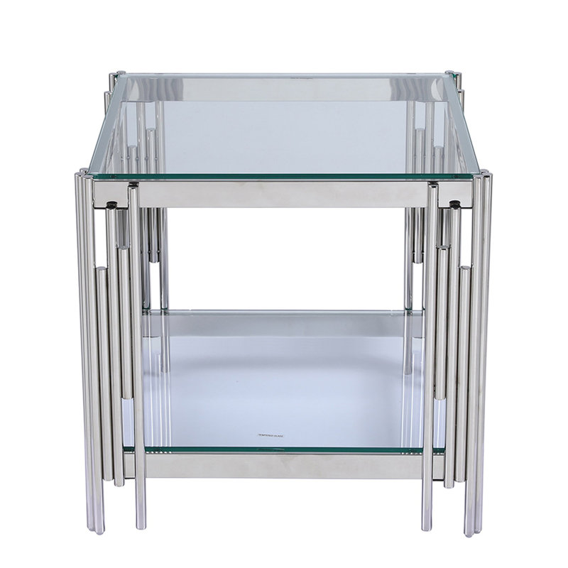 Annemaria End Table, Silver, Transparent