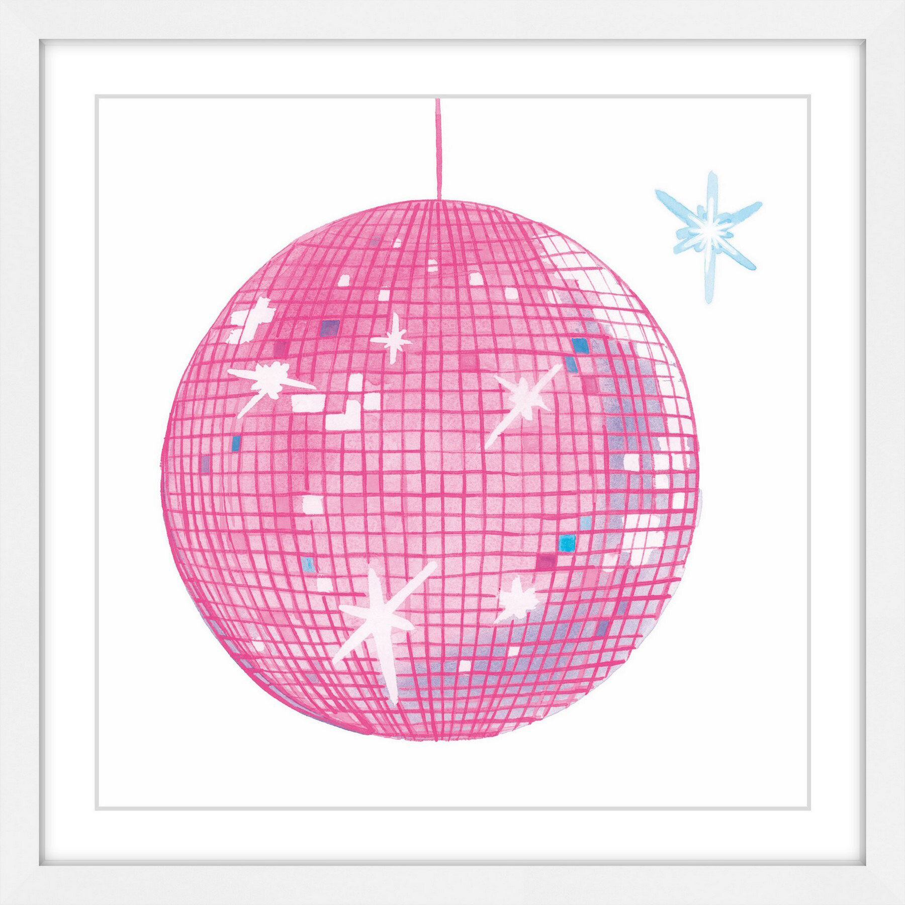 Dazzling Pink Disco Ball Shining On Wood by Hey Bre! Creative Studio Print