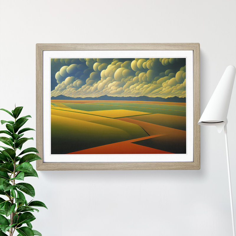 Inspirational Spring Meadow Landscape - Single Picture Frame Print, 25cm H x 34cm W x 2cm D, Oak Framed