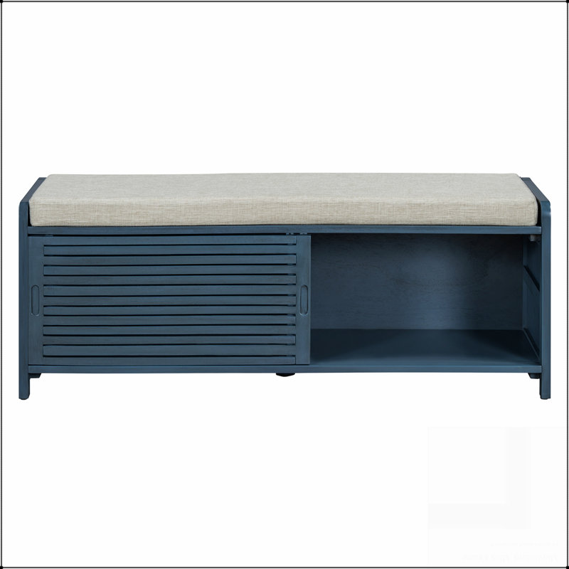 Banc à chaussures avec rangement et coussin, banc de rangement à volets vieillis avec charme rétro pour le salon, vestibule