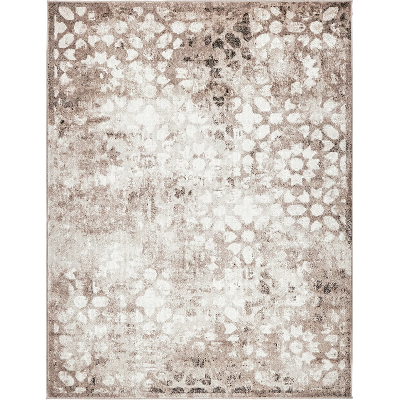 Tapis floral Brandt, Rectangle 8 pi x 11 pi, Brun/crème