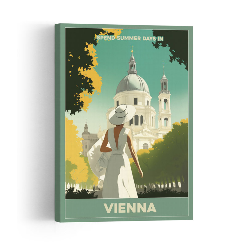 Summer Days In Vienna Classic Elegant Peaceful Architecture City Wall Art Print by Andreas Magnusson - Wrapped Canvas Print