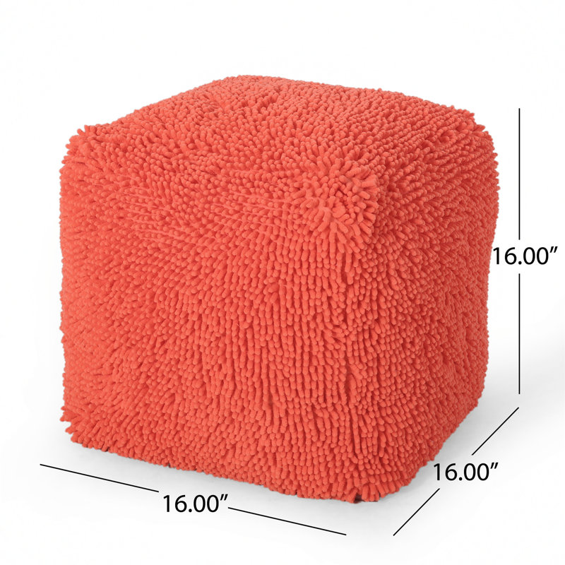 Landgrove Upholstered Pouf, Orange Microfiber