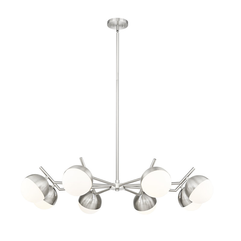 Lustre 8 lumières Trombetta en noir mat, Nickel brossé