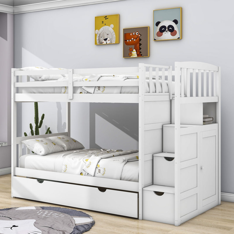 Blassingame Kanode Twin Over Full/Twin 3 Drawer Standard Bunk Bed with Shelves by Viv + Rae™, White