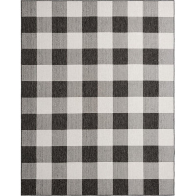 Tapis intérieur / extérieur noir et blanc Borrego