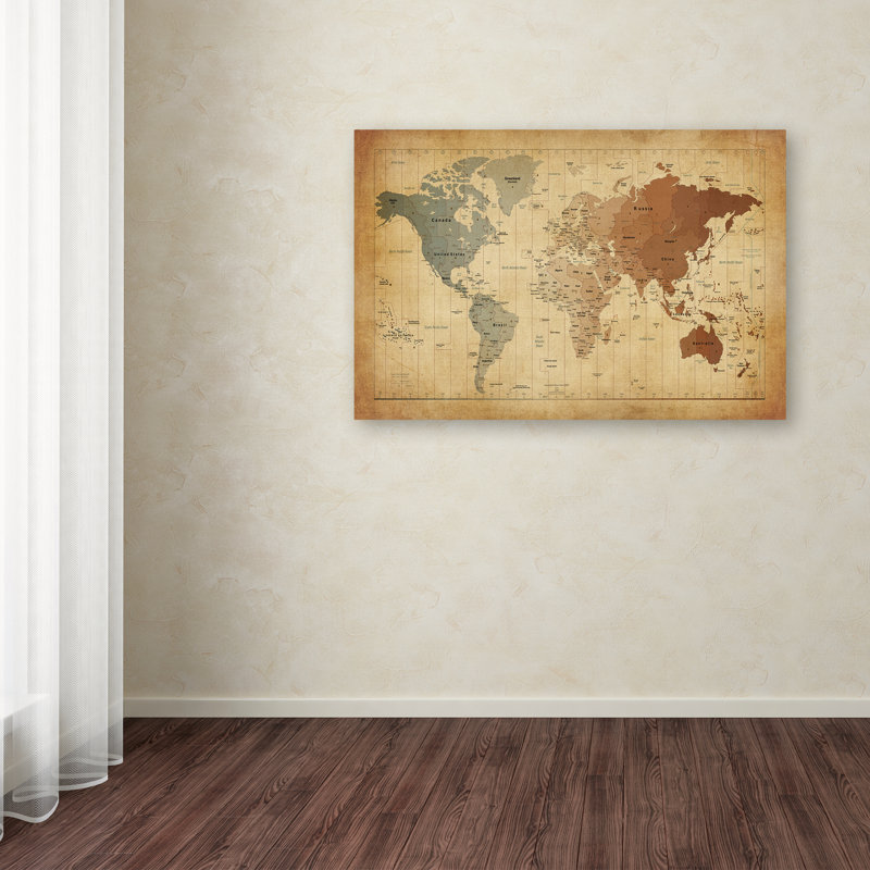 «Time Zone Map of the World», impression, H 22 po x l 32 po x P 2 po, Toile tendue