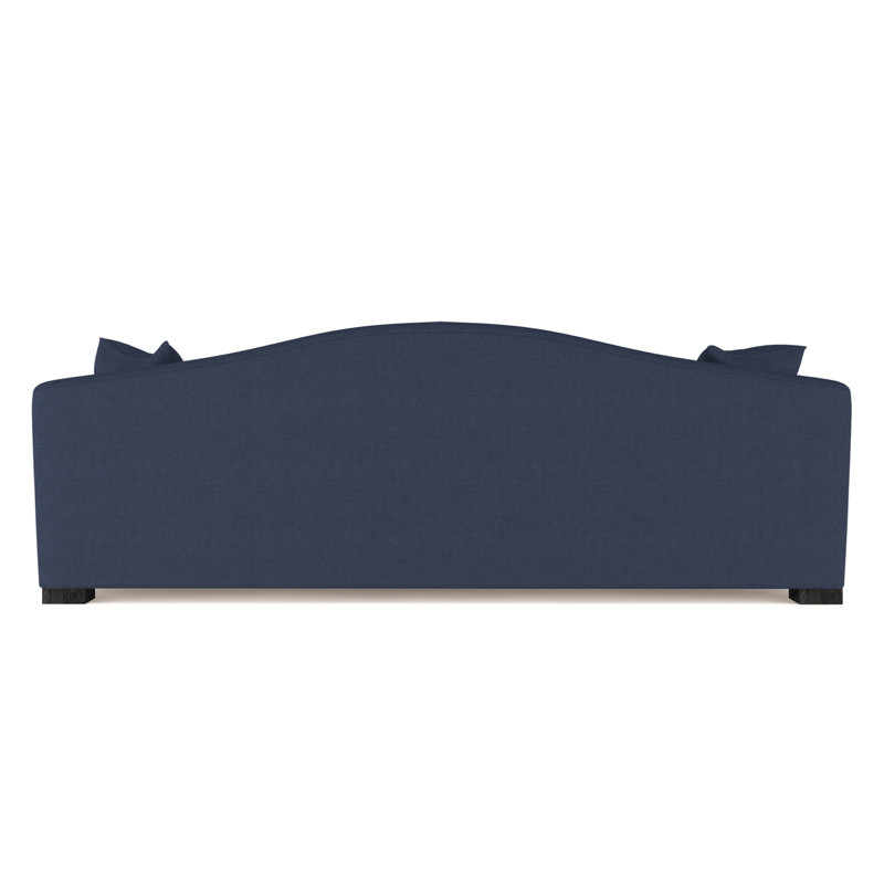 Canapé Horatio, Imprimé bleu de lin à tissage carré, H 33 po x l 96 po x P 40 po, Patiné