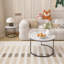 Ensemble de tables basses gigognes 2P 27,6 po - Motif de marbre de bois, structure en métal - Blanc-129581405