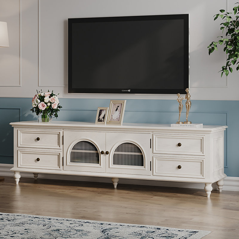 Meuble télé blanc rétro, 86.6"