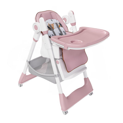Adjustable Baby High Chair 0-6 Years – Portable Infant Feeding Seat with Safety Belt, Silent Lockable Wheels & Easy-Clean Design for Home, Dining, Living Room, Bedroom