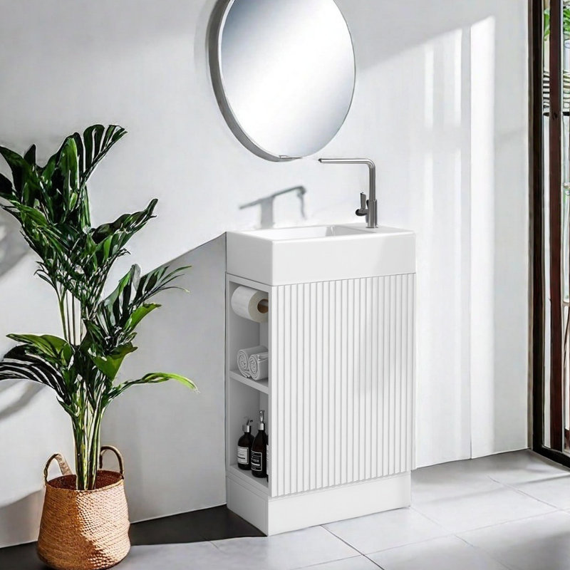 Base de meuble-lavabo simple 18,6 po seulement, Blanc