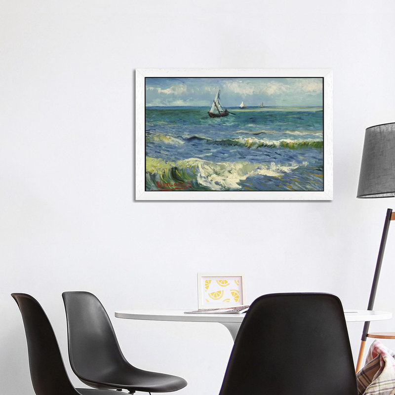 Seascape Near Les Saintes Maries De La Mer by Vincent Van Gogh - Painting on Canvas, White Framed, 152.5 cm H x 101.5 cm W