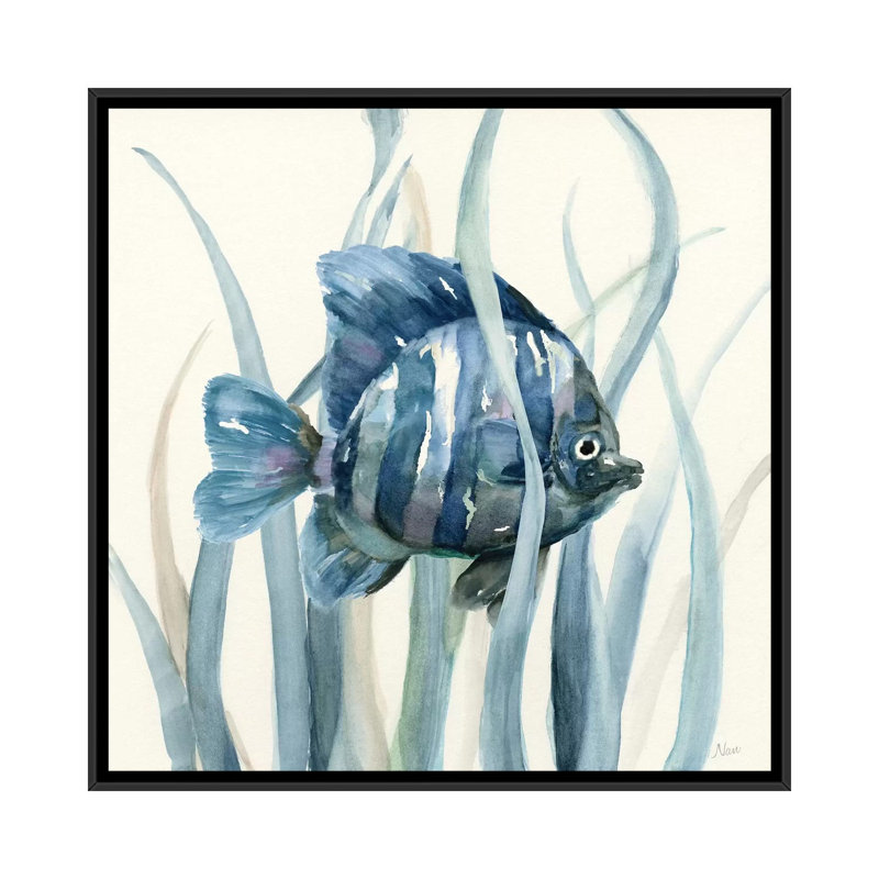 «Fish in Seagrass I», reproduction sur toile, H 37 po x l 37 po x P 1,5 po, Toile avec cadre noir