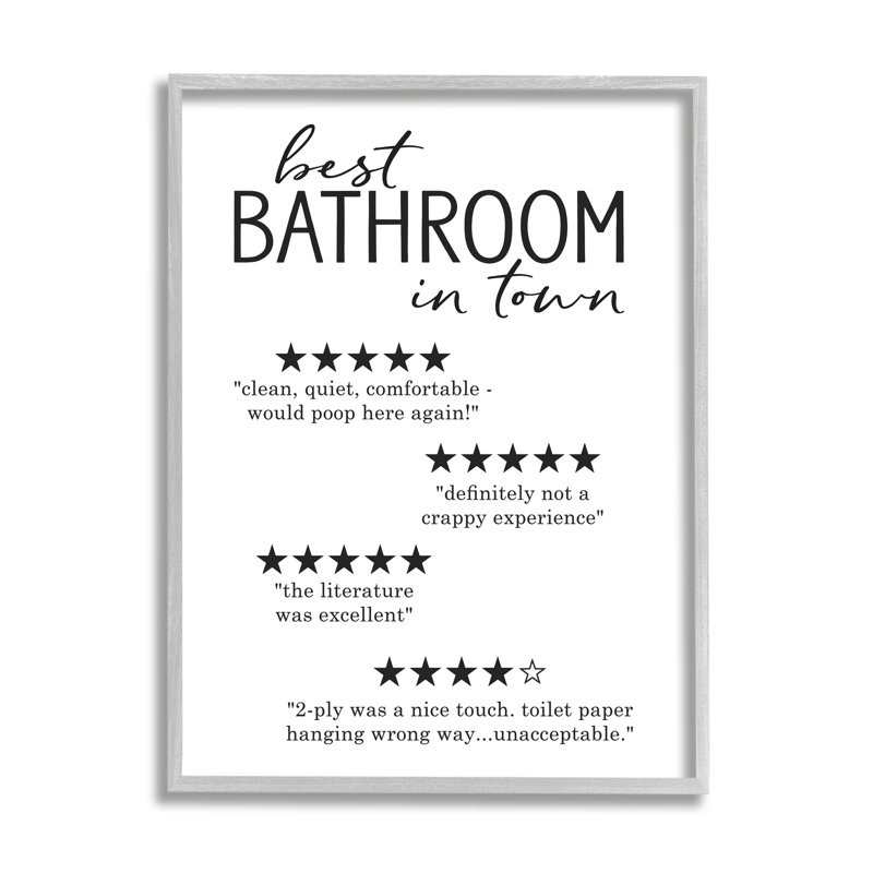 «Best Bathroom Five Star», «Bath Bath» - art textuel, Estampe numérique Farmhouse, H 14 po x l 11 po x P 1,5 po