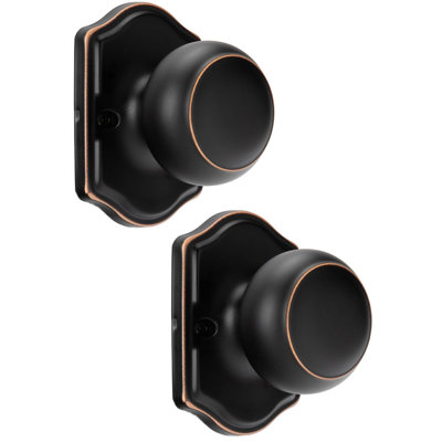 Oil Rubbed Bronze No-Function Dummy Door Knobs,Door Knob Handles for Closet & French Doors, No-Turning Pull/Handle Function 1 Pack (2 Pieces)