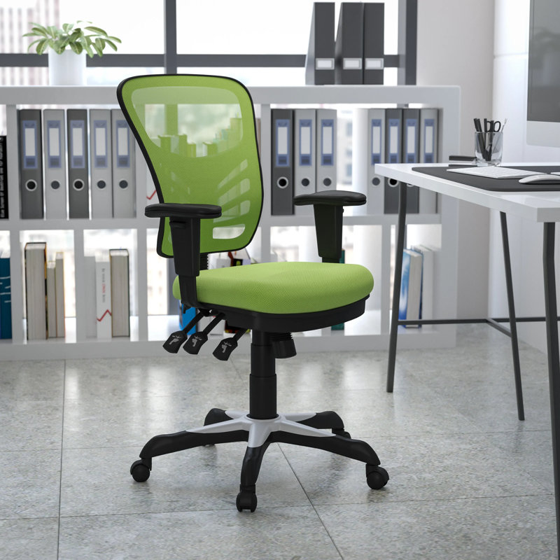 Siyer Mid-Back Mesh Ergonomic Office Chair with Adjustable Arms, Green, Black