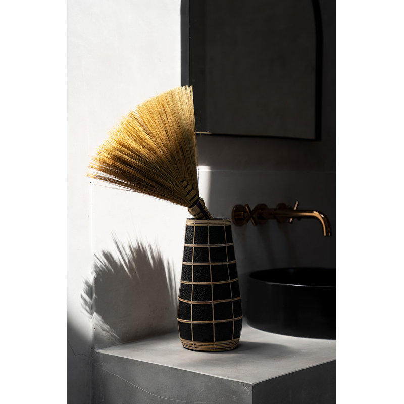 Amant Table Vase, Black/Natural, 31cm H x 14cm W x 14cm D