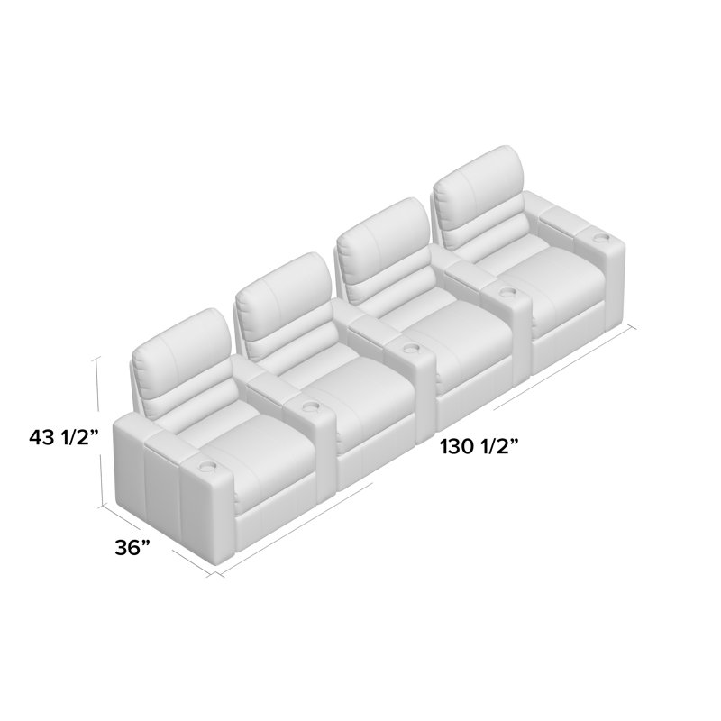 Upholstered Home Theater Seating with Cup Holder, Power, Luxe Black