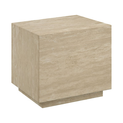 End Table, Beige Travertine
