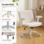 Chaise de bureau chenille rembourrée pivotante avec accoudoirs relevables-124200299-124200298