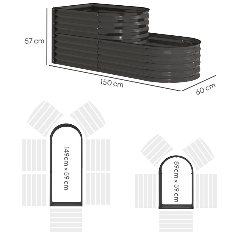 Raised Garden Bed, Dark Grey