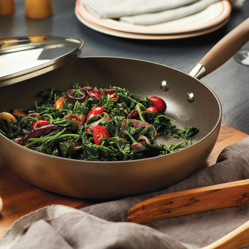 Anolon Advanced Home Hard Anodized Nonstick Deep Frying Pan / Skillet with Lid, 12 Inch, Gray