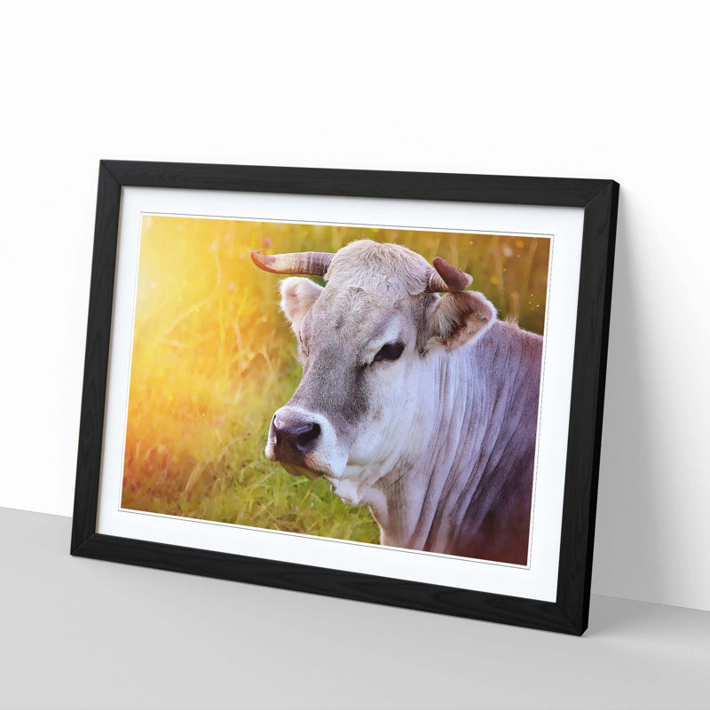 Cow in the Meadow 6 Framed Photographic - Framed Print, Black