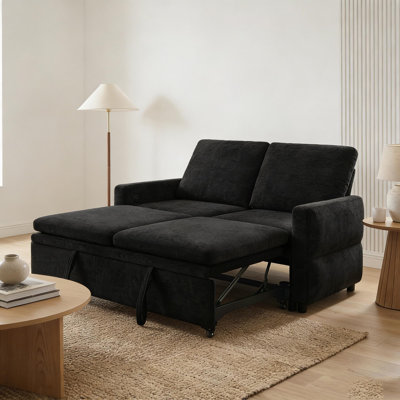 Canapé-lit convertible avec canapé-lit de 62,75 po avec dossier réglable et ports USB pour le salon, noir
