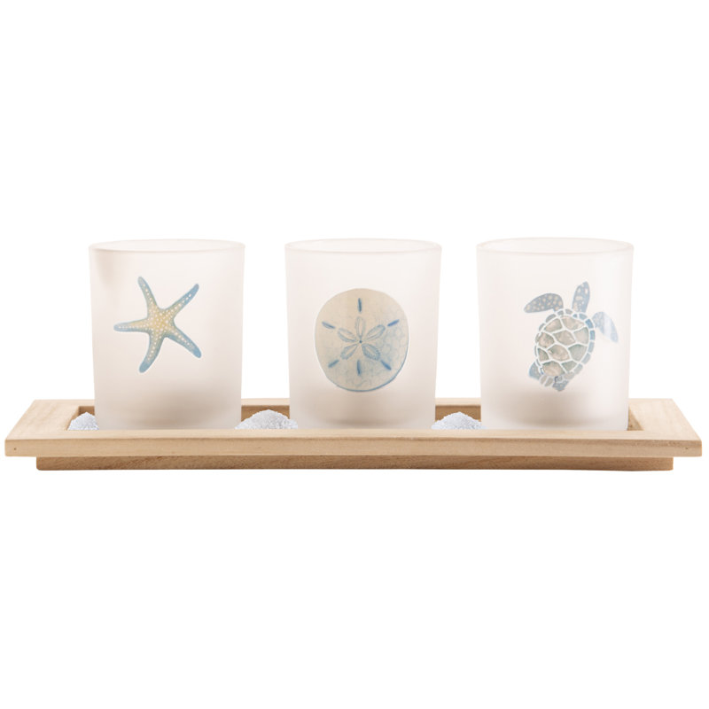 3.15'' H Wood Tabletop Votive Holder with Candle Included