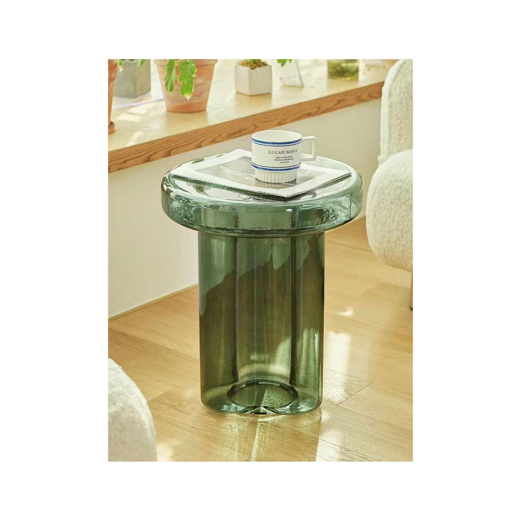 Glass End Table, Green