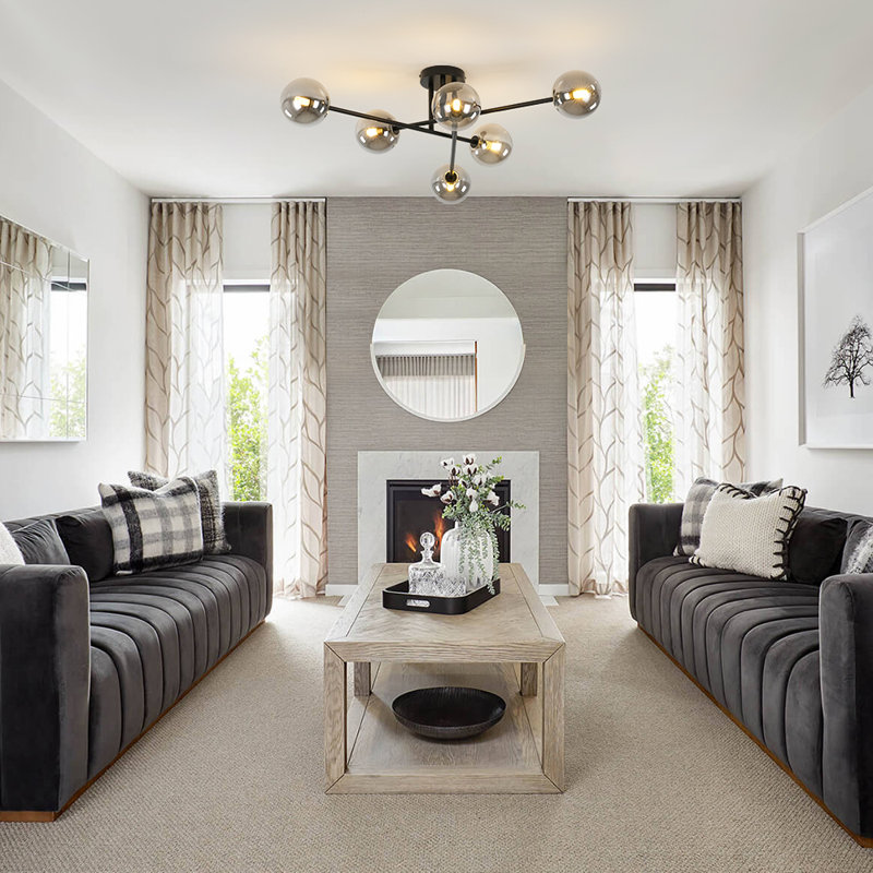 6 - Light Linear Sputnik Glass Semi Flush Mount