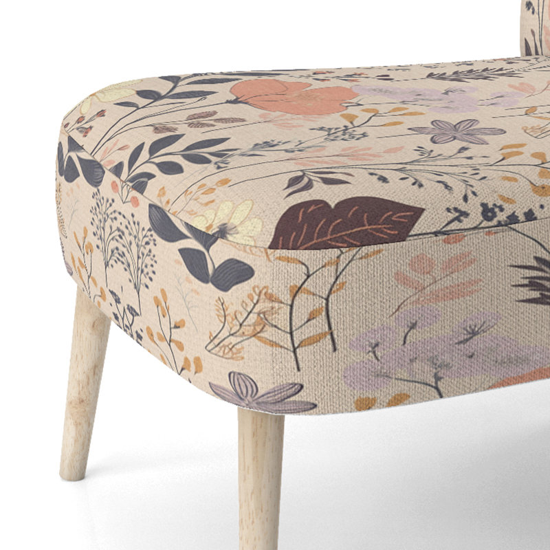 Vintage Wildflowers In Retro Pastel II - Chaise d'appoint rembourrée contemporaine, chaise d'appoint rose