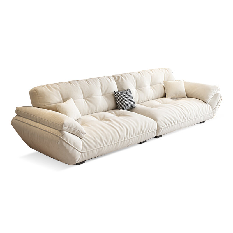 Canapé modulaire en polyester blanc crème, H 31,5 po x l 110,24 po x P 39,37 po, 4