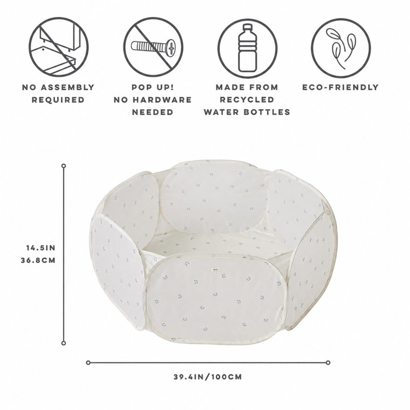 Piscine à balles pour enfants 3 Sprouts en tissu recyclé / Myrtille / Ivoire
