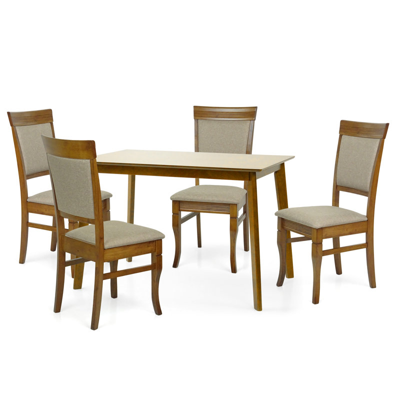 Ensemble de salle à manger rectangulaire L 43 po x l 27,5 po Wilkesville, Table brun moyen avec chaise beige foncé