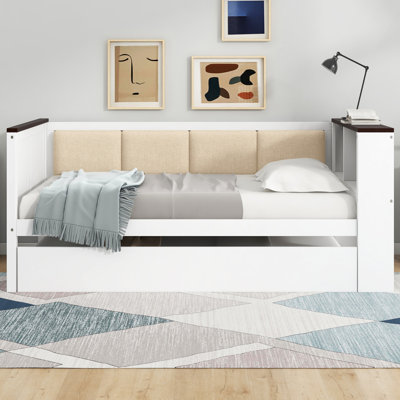 Wood Daybed With Storage Shelves