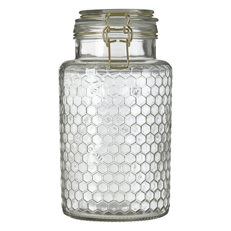Glass Jar, Blue Seal/Silver Wire, 18cm H x 13cm W x 13cm D