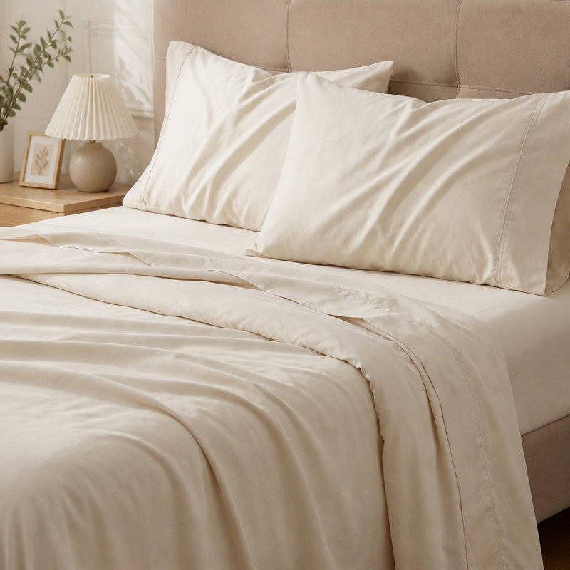 Ensemble de draps en microfibre et bambou hypoallergéniques avec confort rafraîchissant, Queen Sheet Set with 2 Pillowcases
