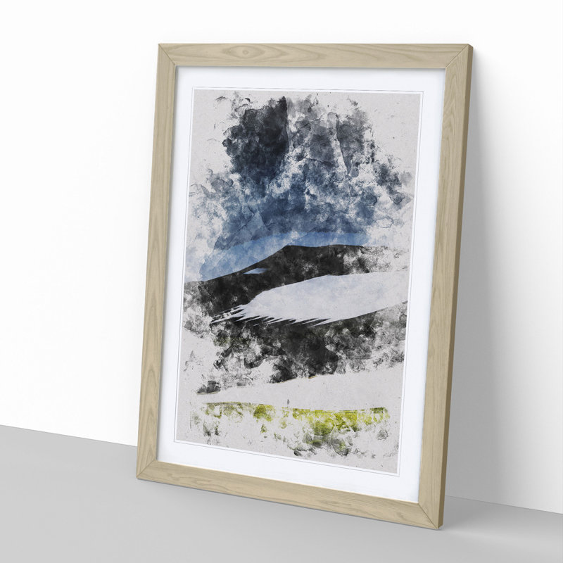 Beneath the Mountains of Iceland - Picture Frame Painting, 48cm H x 36cm W x 2cm D, Oak