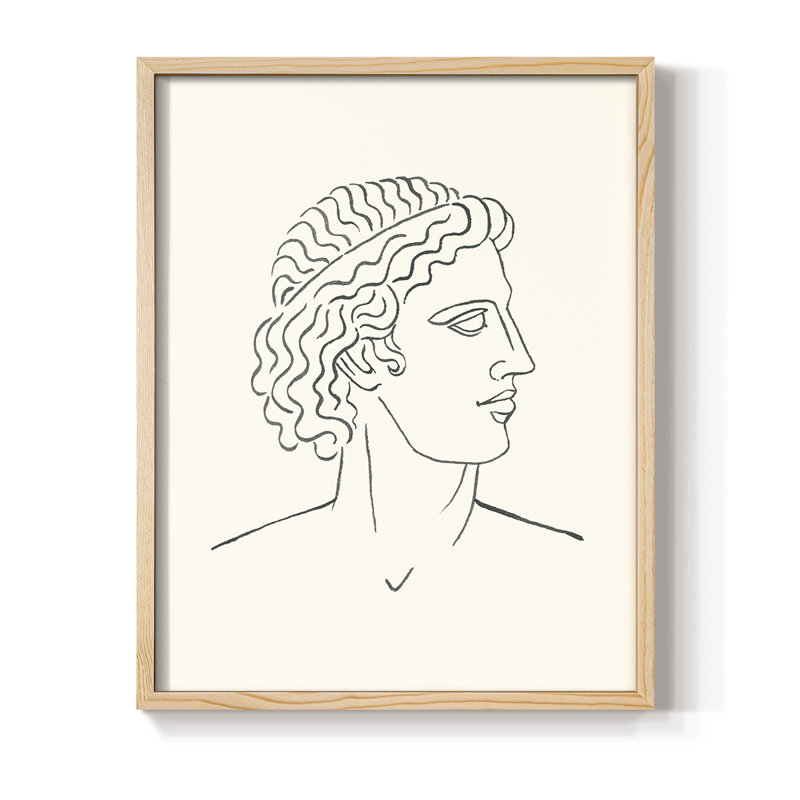 «Greek Busts I», reproduction encadrée - bois massif, H 11 po x l 9 po