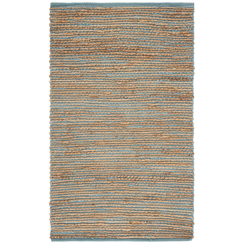 Jute tissé à la main Cape Cod 236; Tapis en coton sans motif, Rectangulaire 3 pi x 5 pi