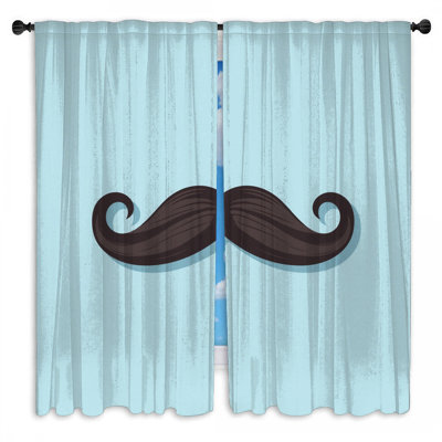 Rideaux de fenêtre enroulés et bouclés noir avec moustache et obscurcissant - 2 panneaux