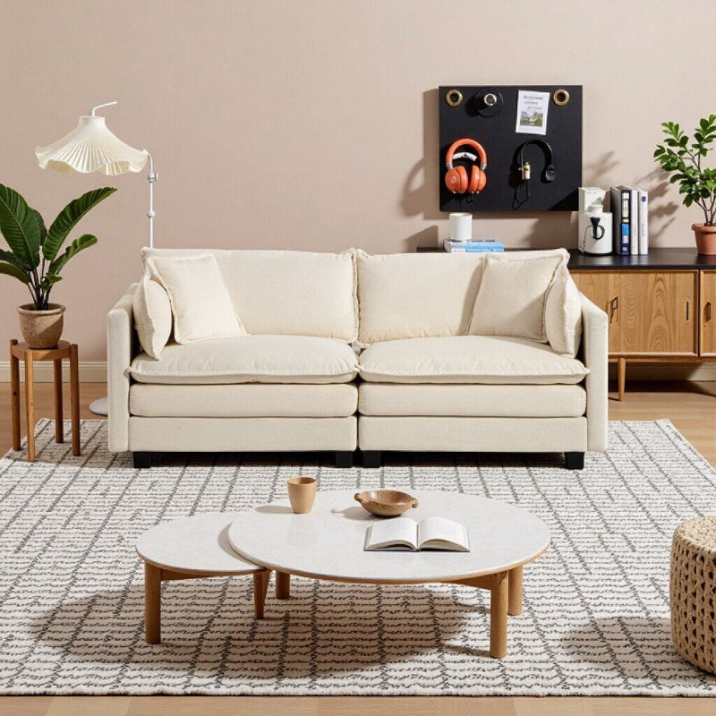 Canapé modulaire 2 places 77,95 po Modern, Blanc antique