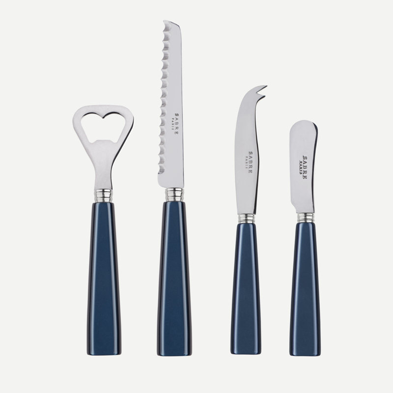 Icone 4 - Piece Stainless Steel Flatware Set - Service for 1, Steel Blue