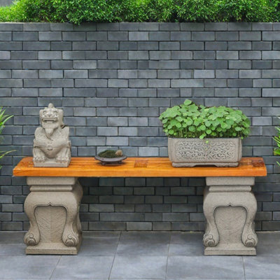 Courtyard solid wood flower shelf stone pier