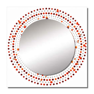 Boho Mandala In Retro Blue And Orange IV - Boho Mandala Large Square Mirror Wall Decor For Bedroom