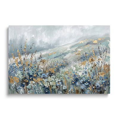 Tableau sur toile multicolore représentant un paysage de fleurs sauvages, œuvre d'art mural pictural pour le salon, la salle à manger et la chambre.