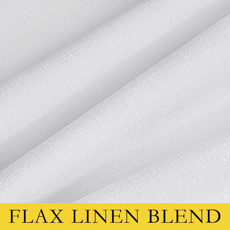 100% Blackout Curtains Linen Texture Thermal Insulated Noise Reducing Grommet Drapes for Bedroom & Living room, Bamboo/White